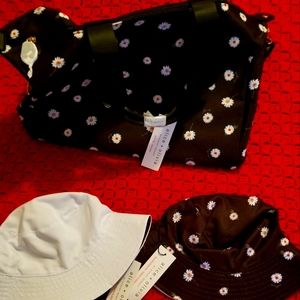 NWT Daisy print Duffel Bag and 2 Reversible Bucket Hats